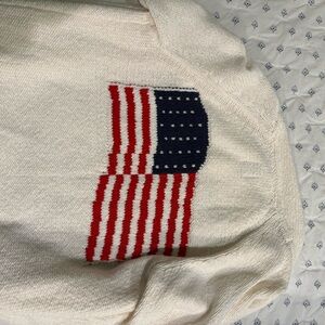 Maeve Cream Sweater with Flag Design